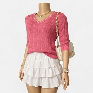 Moda International Silk Cotton V-Neck Sweater